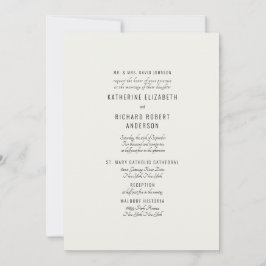 Invitación Crema formal dos lugares para padres de novias