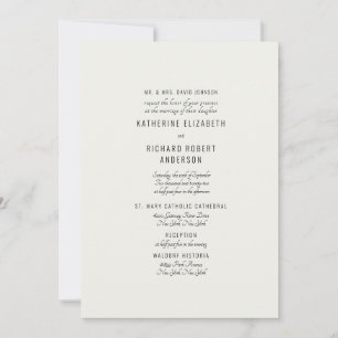 Invitación Crema formal dos lugares para padres de novias