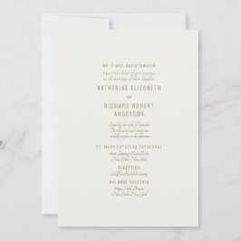 Invitación Crema formal dos lugares para padres de novias