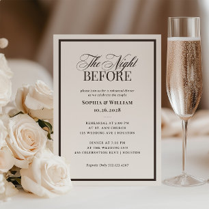 Invitación Crema Marfil y Marrón   Cena de Ensayo Neutral