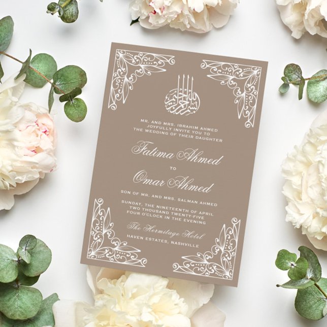 Invitación Crema moderna Beige Boda musulmana islámica (Subido por el creador)