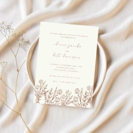 Invitación Crema moderna de flores silvestres y Boda de Terra