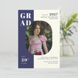 Invitación Crema moderna de la Marina Audaz Tipografía Foto G