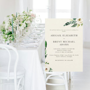 Invitación Crema moderna Floral blanca Boda de padres de novi