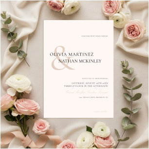 Invitación Crema Neutral Elegante minimalista y Boda beige