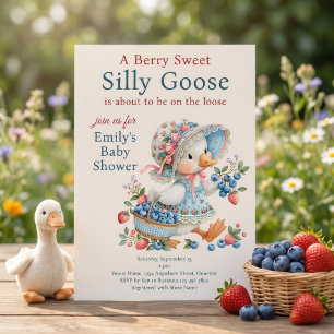 Invitación Crema para Baby Shower Berry Sweet Silly Goose Ber