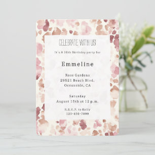 Invitación Crema rosa Chocolate Leopardo Marrón Cumpleaños
