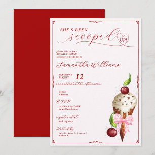 Invitación Crema rosa de hielo cereza de color rojo escopeta 