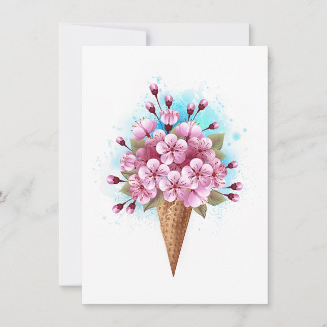 Invitación Crema rosa de hielo Sakura Waffle Cone (Anverso)