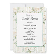 Crema Rosa Floral Romántica Stripes Bridal Shower
