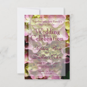 Invitación Crema rosa Hydrangeas amarillo rosa verde floral