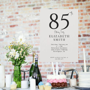 Invitación Crema simple 85ª fiesta de cumpleaños