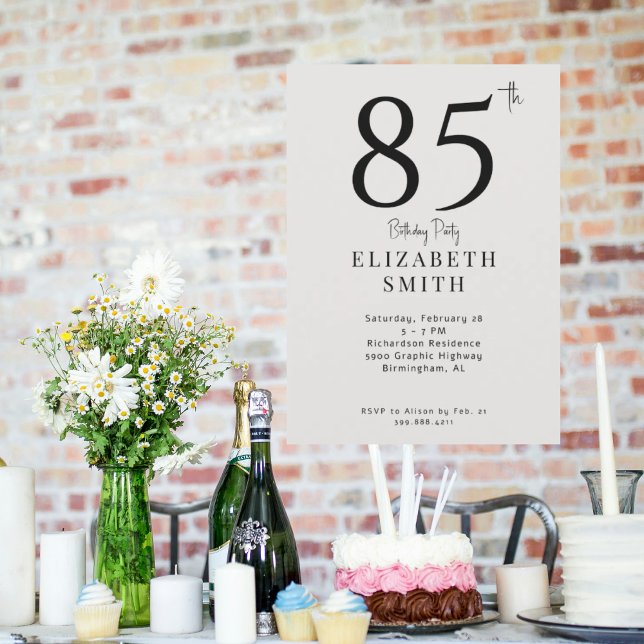 Invitación Crema simple 85ª fiesta de cumpleaños (Subido por el creador)