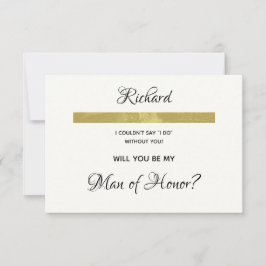 Invitación Crema simple y oro serás mi hombre de honor