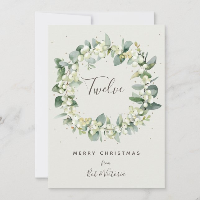 Invitación Crema Snowberry+Eucalyptus Número de tabla (Anverso)