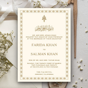 Invitación Crema tradicional y Boda islámico de la frontera d