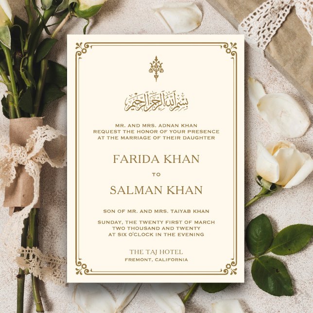 Invitación Crema tradicional y Boda islámico de la frontera d (Subido por el creador)