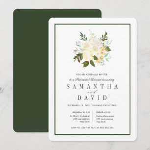 Invitación Crema + verde Cena de ensayo de Bodas orgánicos