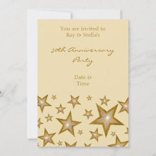 Invitación Crema vertical Gold Stars '50th Anniversario'