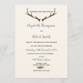 Invitación Crema y azul Boda de Moda Rústica con flecha y ant