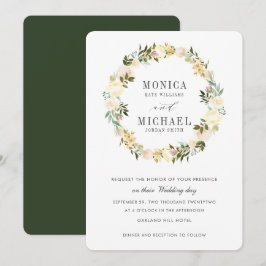 Invitación Crema y caza | Boda de guirnaldas florales botánic