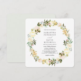 Invitación Crema y gris | Boda Floral de Garland Botánico