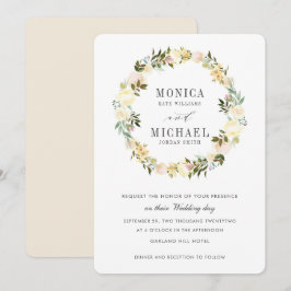 Invitación Crema y marfil | Boda de guirnaldas florales botán