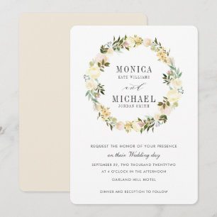 Invitación Crema y marfil   Boda de guirnaldas florales botán