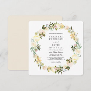 Invitación Crema y marfil   Boda Floral de Garland Botánico