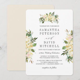 Invitación Crema y marfil   Moda botánica Boda floral