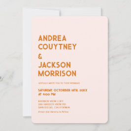 Invitación Crema y Naranja Retro Boho Boda