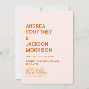 Invitación Crema y Naranja Retro Boho Boda