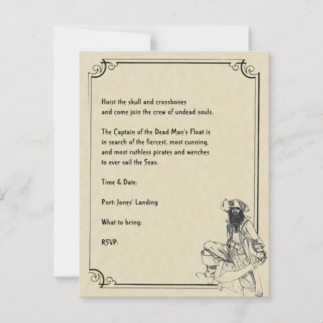 Invitación ¡Crema y negro Ahoy! Fiesta de Halloween del (Anverso)