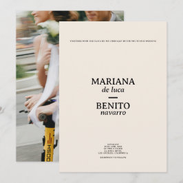 Invitación Crema y negro Boda de fotografía Minimalista moder
