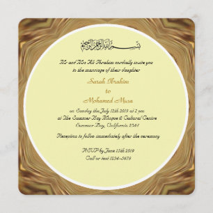 Invitación Crema y oro boda musulmán
