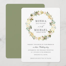 Invitación Crema y salvia | Boda de guirnaldas florales botán