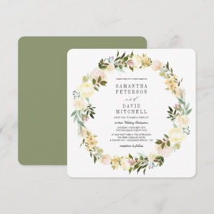 Invitación Crema y salvia   Boda Floral de Garland Botánico