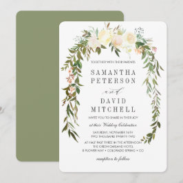 Invitación Crema y salvia | Boda Floral de Garland Botánico