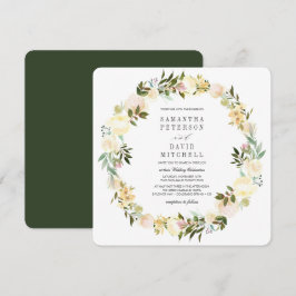 Invitación Crema y verde forestal | Boda Floral de Garland