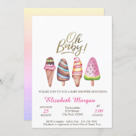 Invitación Cremas de hielo acuáticas Oh Baby Shower verano pa