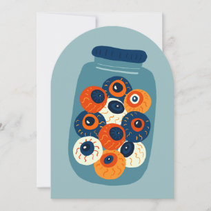 Invitación cremoso halloween azul ojos brujos ojos ojales