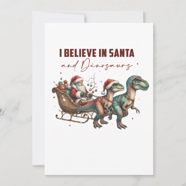 Invitación Creo en Santa y los dinosaurios (Anverso)