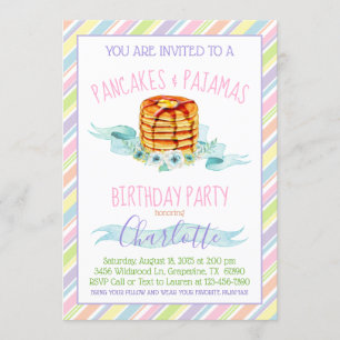 Invitación Crepes chicas y fiesta de cumpleaños de Pajama