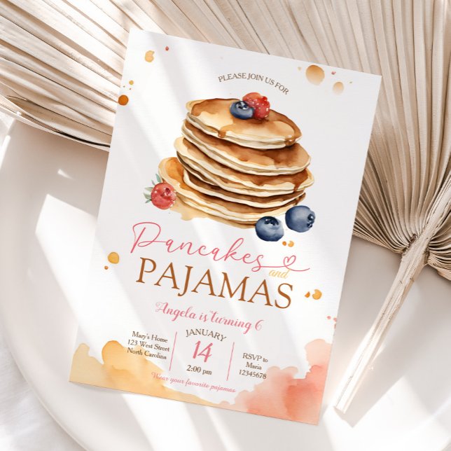 Invitación Crepes frutales coloridos y Fiesta de pijamas cump (Subido por el creador)