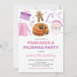 Invitación Crepes morados rosados y pajamas cumpleaños