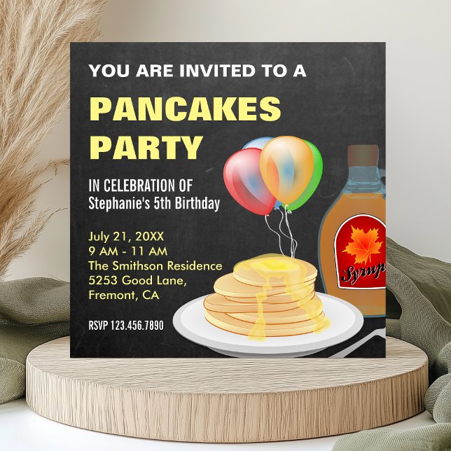 Invitación Crepes Y Fiesta De Cumpleaños De Pajamas Chalkboar (Subido por el creador)
