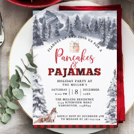 Invitación Crepes y fiesta navideña de pijamas, rústico