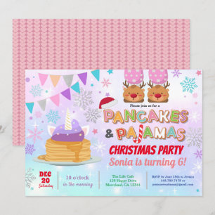 Invitación Crepes y Navidades de pijamas unicornio
