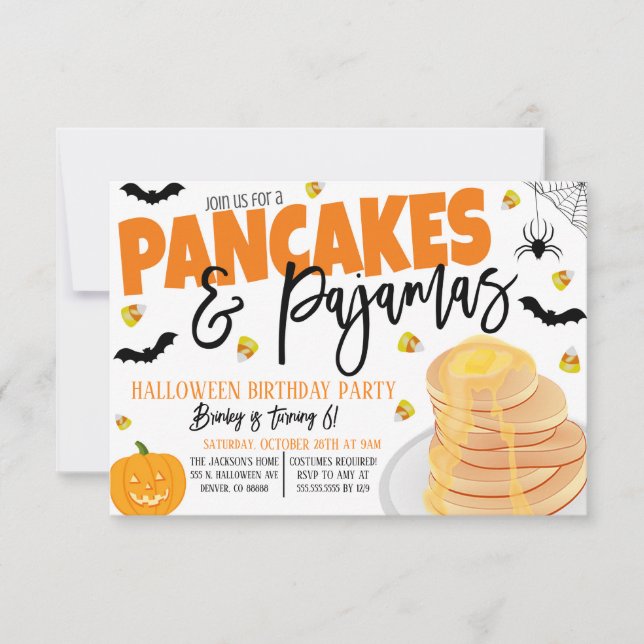 Invitación Crepes Y Pajamas De Halloween (Anverso)