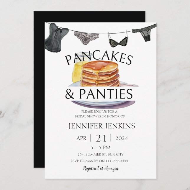 Invitación Crepes y panadería Lingerie Bridal Shower (Anverso / Reverso)